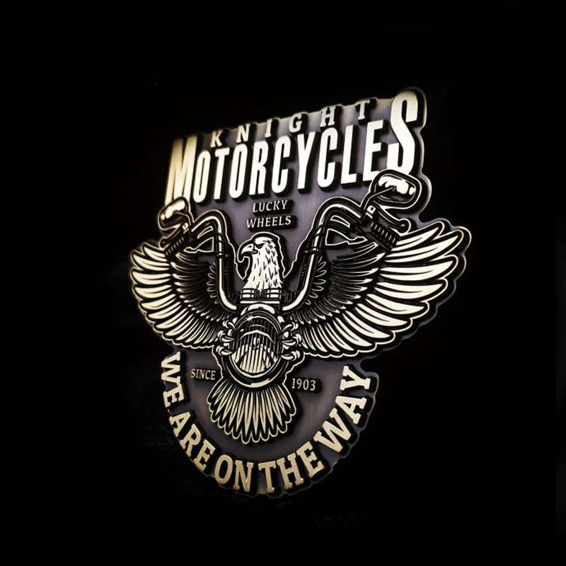 Harley Eagle Motorcycle Emblem - Brass 3D Eagle Badge with 3M Adhesive