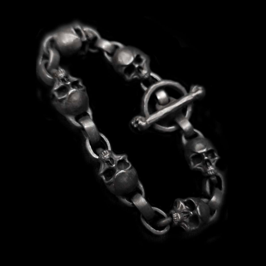 Bold Skull Bracelet - Handmade 925 Silver Men's Chain