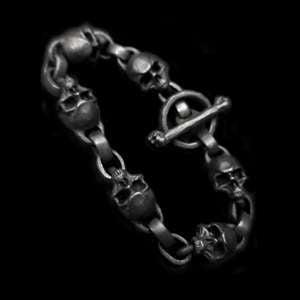 Bold Skull Bracelet - Handmade 925 Silver Men's Chain