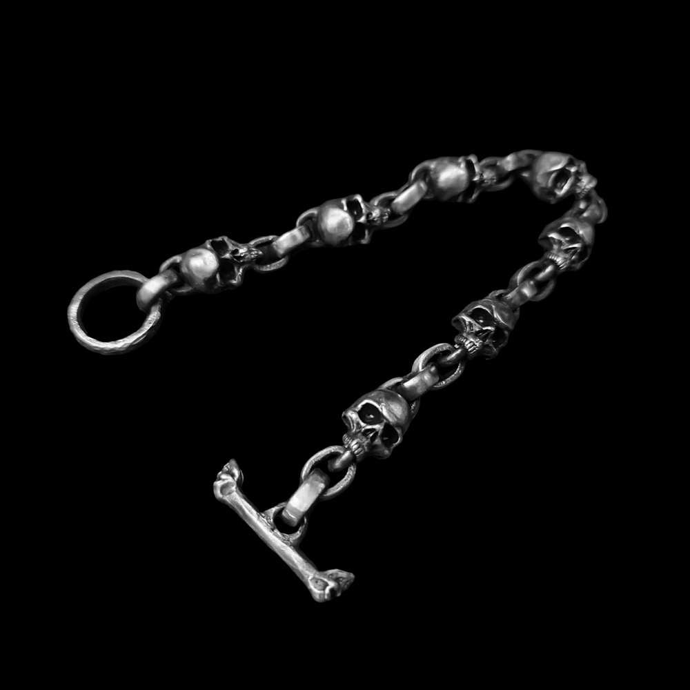 Bold Skull Bracelet - Handmade 925 Silver Men's Chain