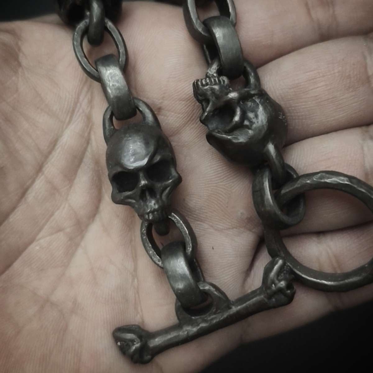 Bold Skull Bracelet - Handmade 925 Silver Men's Chain