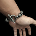 Bold Skull Bracelet - Handmade 925 Silver Men's Chain
