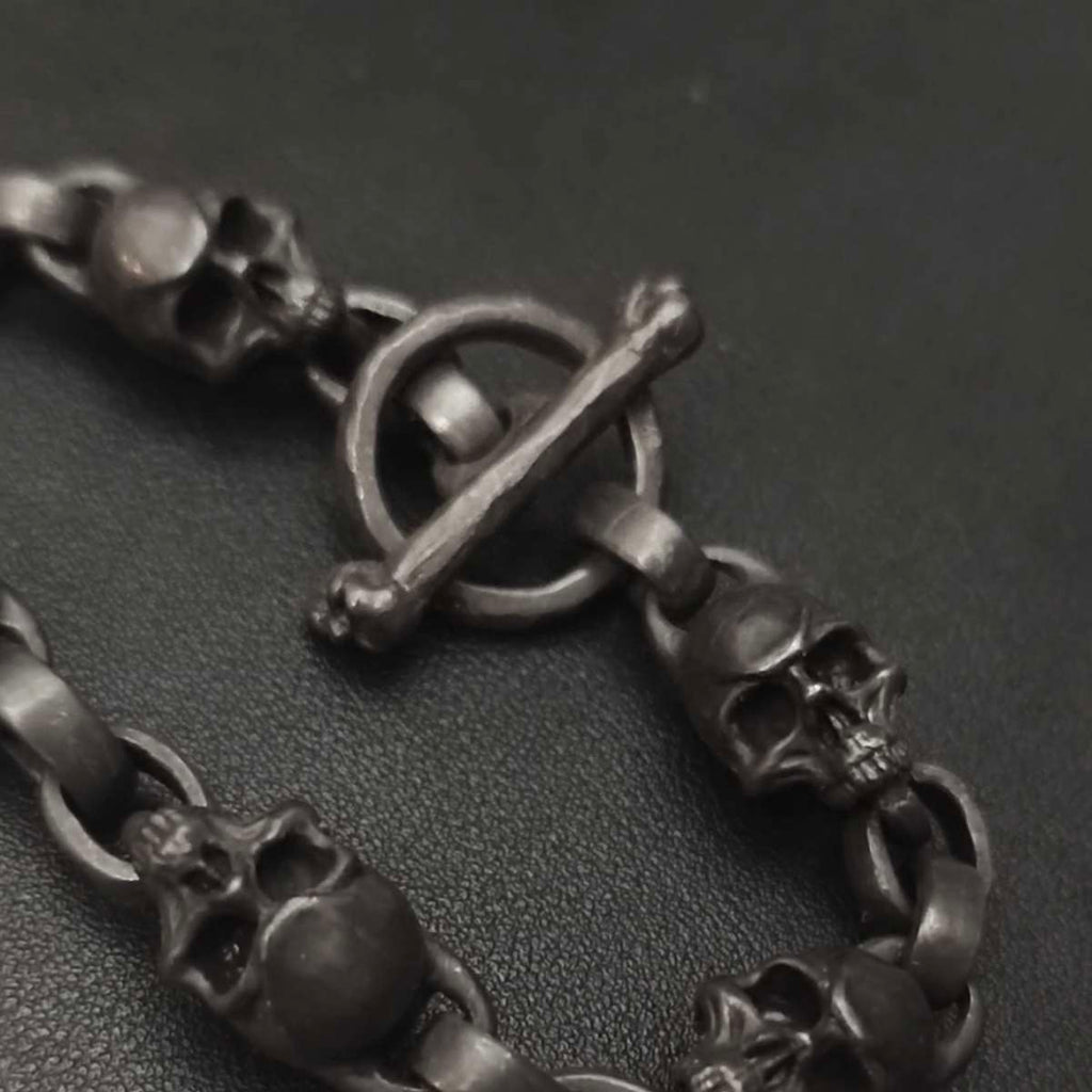 Bold Skull Bracelet - Handmade 925 Silver Men's Chain