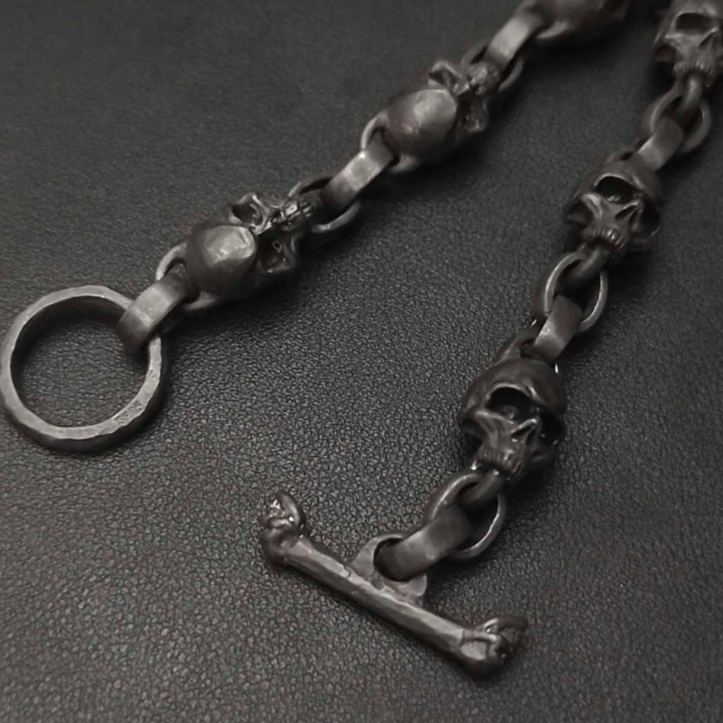 Bold Skull Bracelet - Handmade 925 Silver Men's Chain