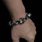 Bold Skull Bracelet - Handmade 925 Silver Men's Chain