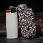 Skull Sterling Silver BIC Lighter Case - Hand Engraved Cover