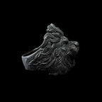Solid Silver Lion Head Ring - Hand Carved Men's Jewelry
