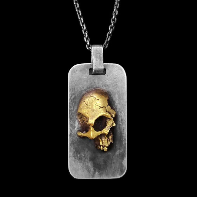 Half Face Skull Necklace A Symbol of Strength and Resilience Hover Image