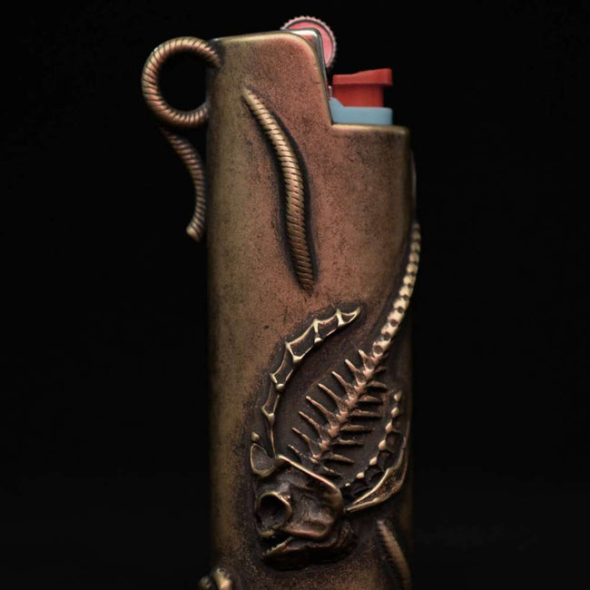 Brass Grasshopper Lighter Case | Hand-Engraved BIC Cover Main Image