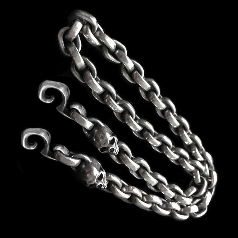 Solid 925 Silver Skull Pants Chain - Heavy 230g Hip Hop Rock