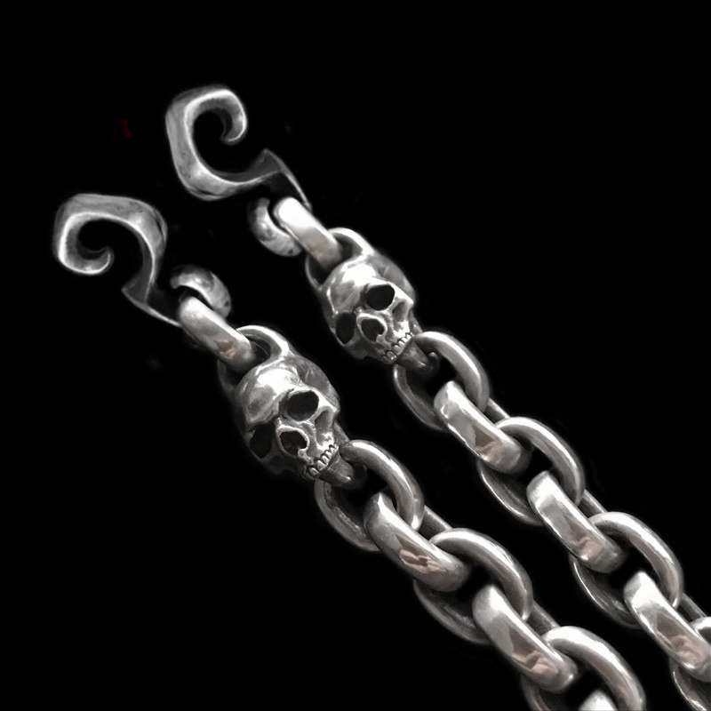 Solid 925 Silver Skull Pants Chain - Heavy 230g Hip Hop Rock