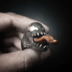 Venom Ring - 925 Silver Handmade w/ Pink Copper Tongue