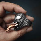 Venom Ring - 925 Silver Handmade w/ Pink Copper Tongue