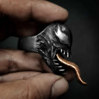 Venom Ring - 925 Silver Handmade w/ Pink Copper Tongue