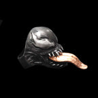 Venom Ring - 925 Silver Handmade w/ Pink Copper Tongue