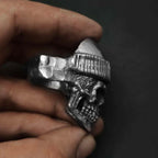 Skull Rings - Handmade 925 Silver Hat-Wearing Skeleton Men's Band
