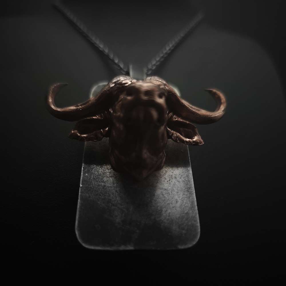 Bull Pendant – Handmade 925 Silver & Copper Dog Tag Necklace