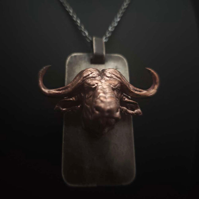 Bull Pendant – Handmade 925 Silver & Copper Dog Tag Necklace Main Image