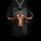 Bull Pendant – Handmade 925 Silver & Copper Dog Tag Necklace