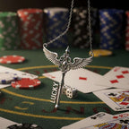 Custom Name Necklace – 925 Silver Angel Wing Key Pendant