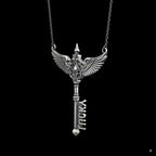 Custom Name Necklace – 925 Silver Angel Wing Key Pendant