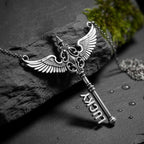 Custom Name Necklace – 925 Silver Angel Wing Key Pendant