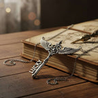 Custom Name Necklace – 925 Silver Angel Wing Key Pendant