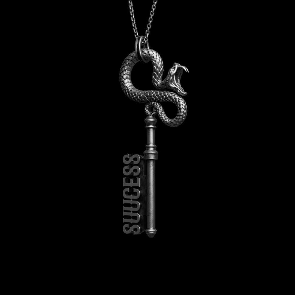 Custom Name Necklace – 925 Silver Snake Key Pendant Gift