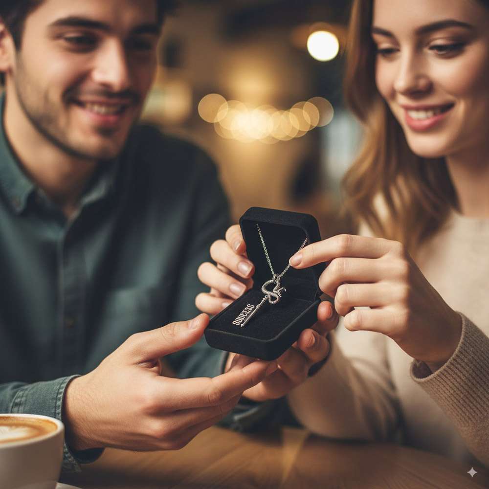 Custom Name Necklace – 925 Silver Snake Key Pendant Gift