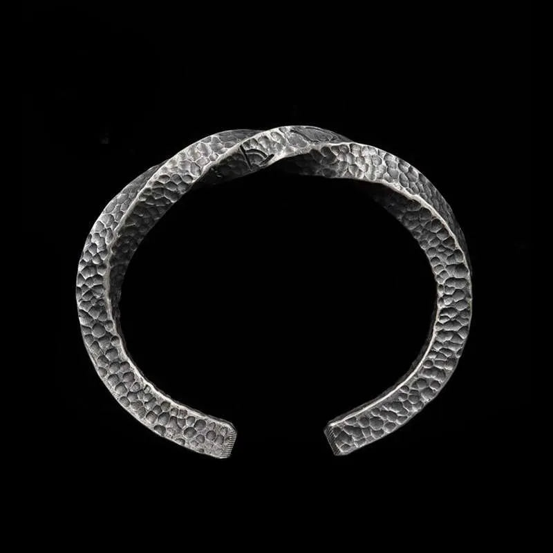 Viking Battle Bracelet – 999 Silver Hammered Mobius Bangle
