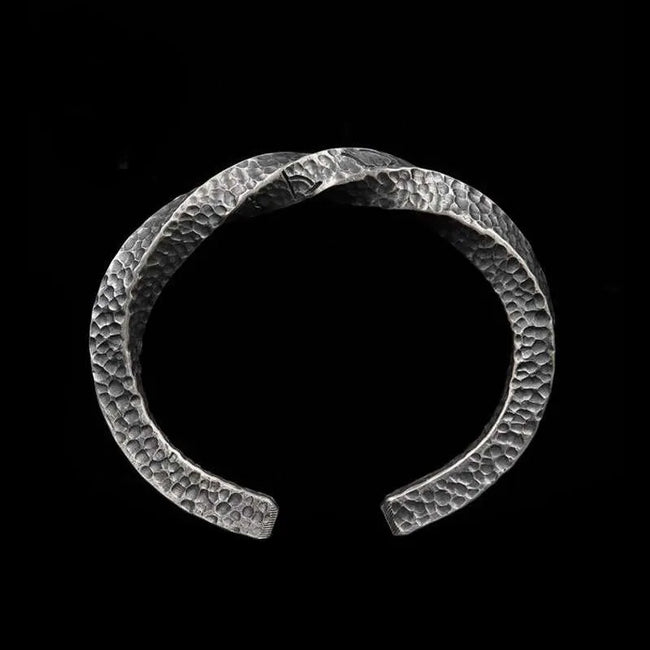 Viking Battle Bracelet – 999 Silver Hammered Mobius Bangle Hover Image