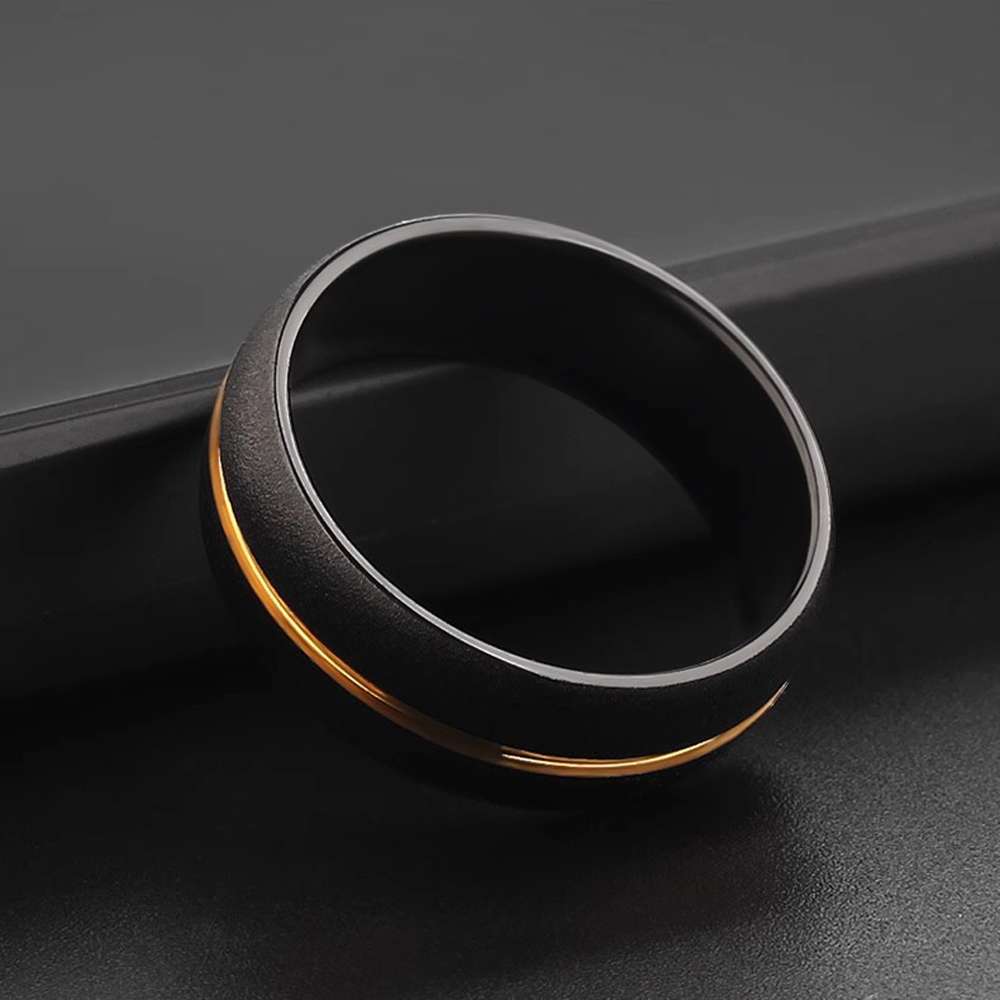 Black Gold Ring with Unique Golden Inlay | MENSSKULL