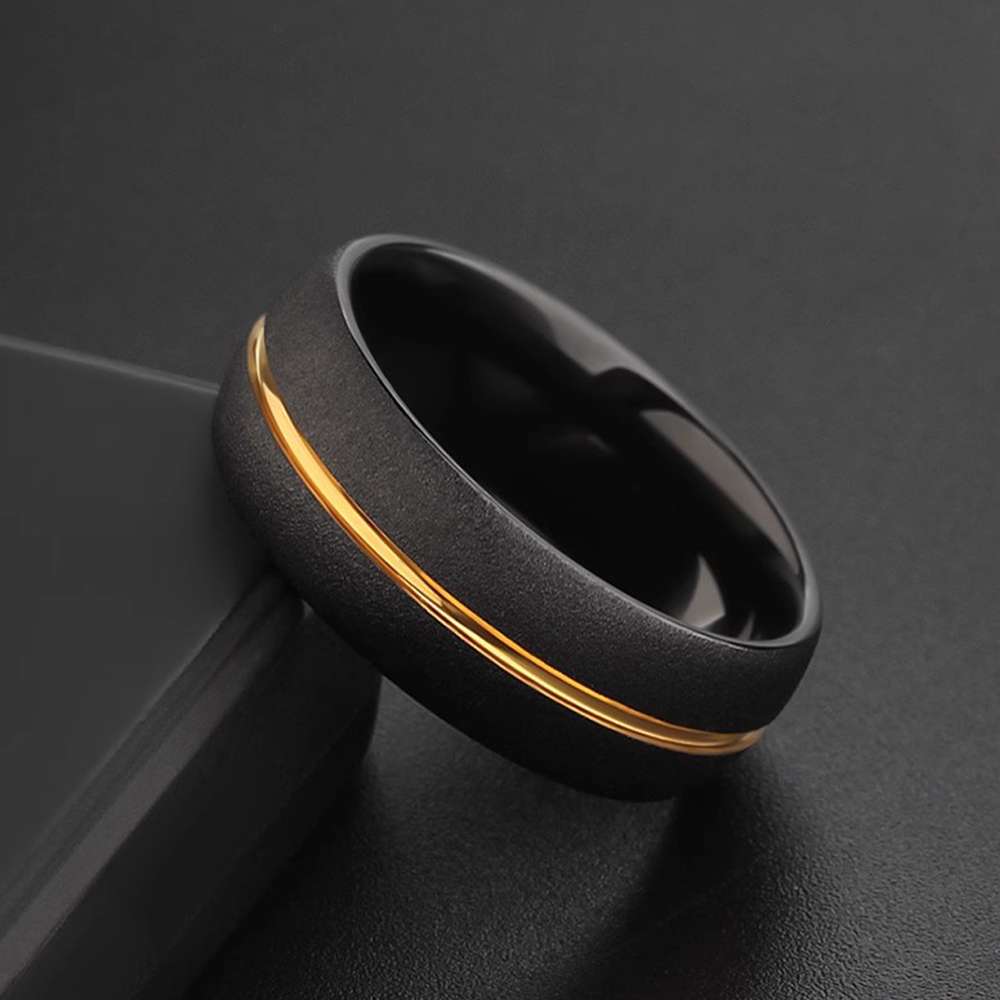 Black Gold Ring with Unique Golden Inlay | MENSSKULL