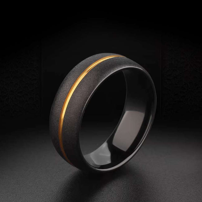 Black Gold Ring with Unique Golden Inlay | MENSSKULL Hover Image