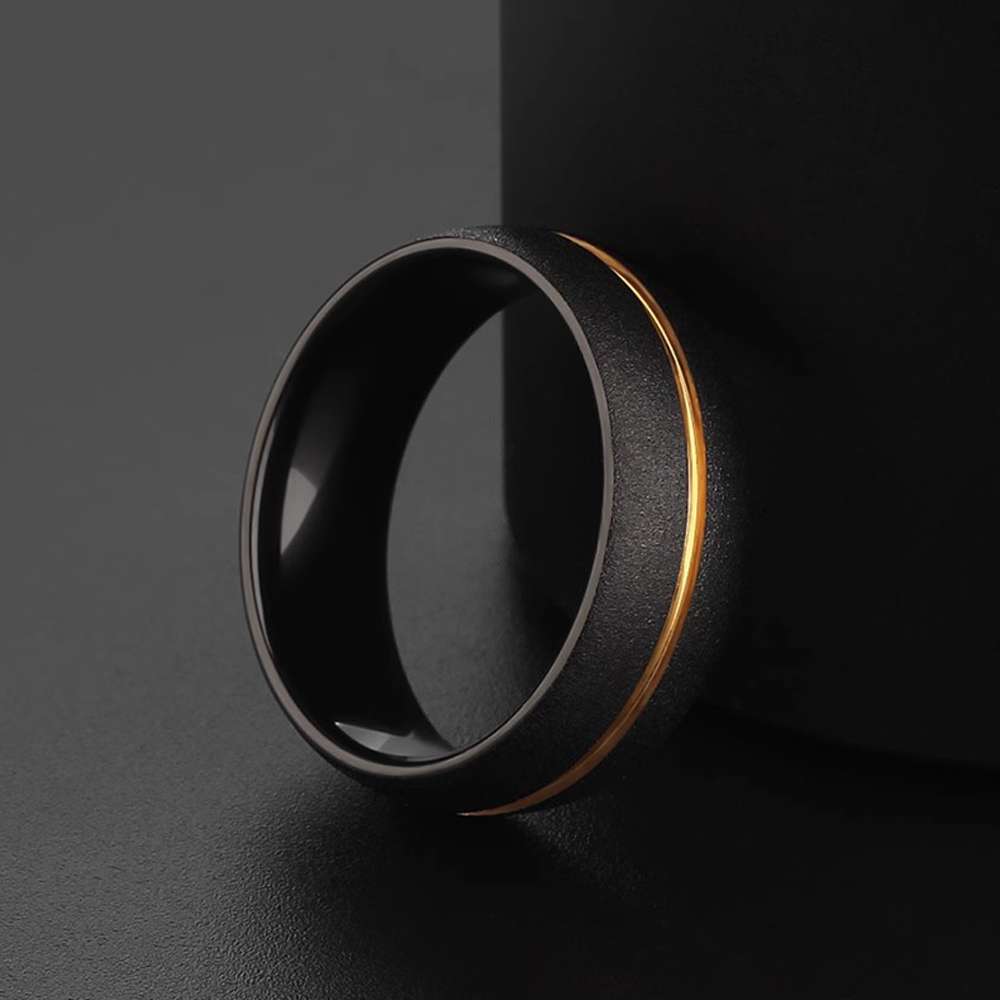 Black Gold Ring with Unique Golden Inlay | MENSSKULL