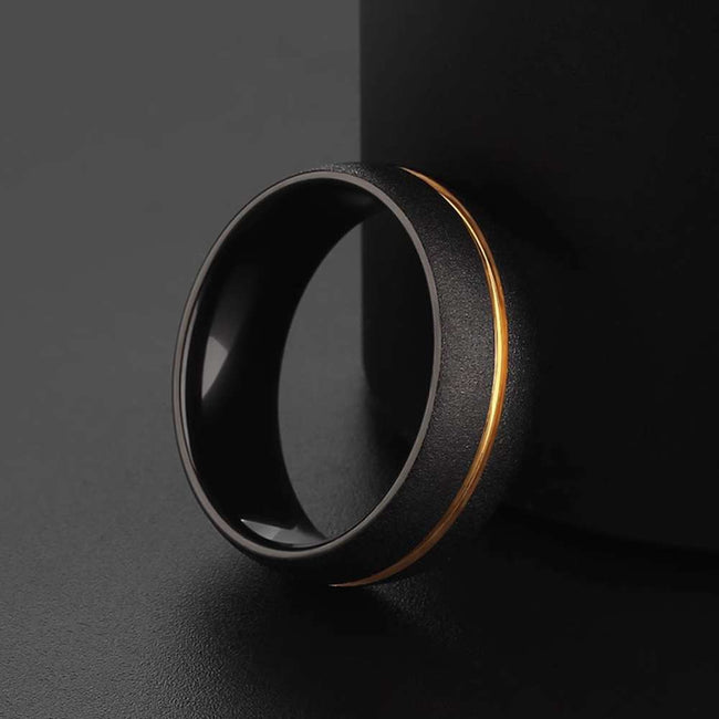 Black Gold Ring with Unique Golden Inlay | MENSSKULL Main Image