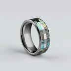 Colorful Shell Tungsten Ring Inlaid with Abalone | MENSSKULL