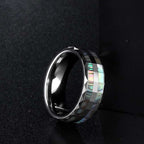 Colorful Shell Tungsten Ring Inlaid with Abalone | MENSSKULL