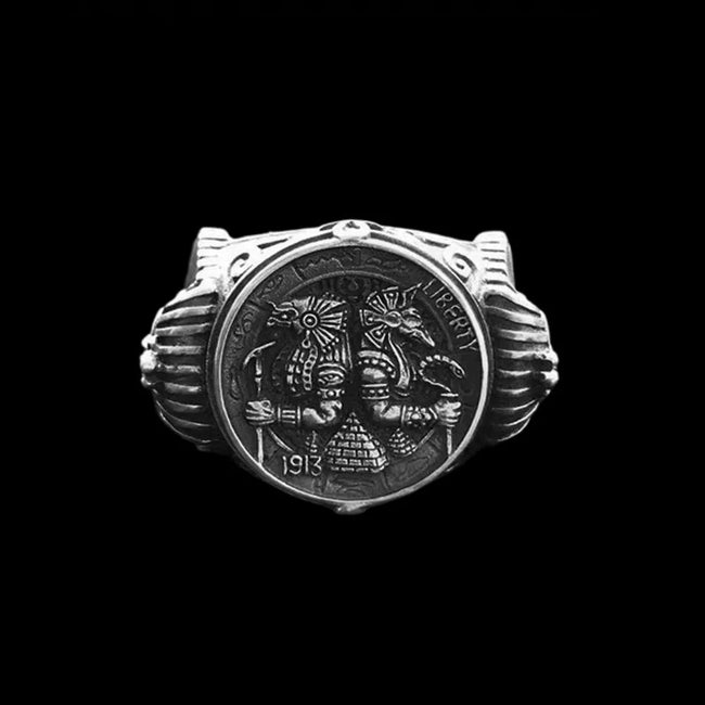 Egyptian Pharaoh Ring – 925 Silver Horus Anubis Jewelry Hover Image