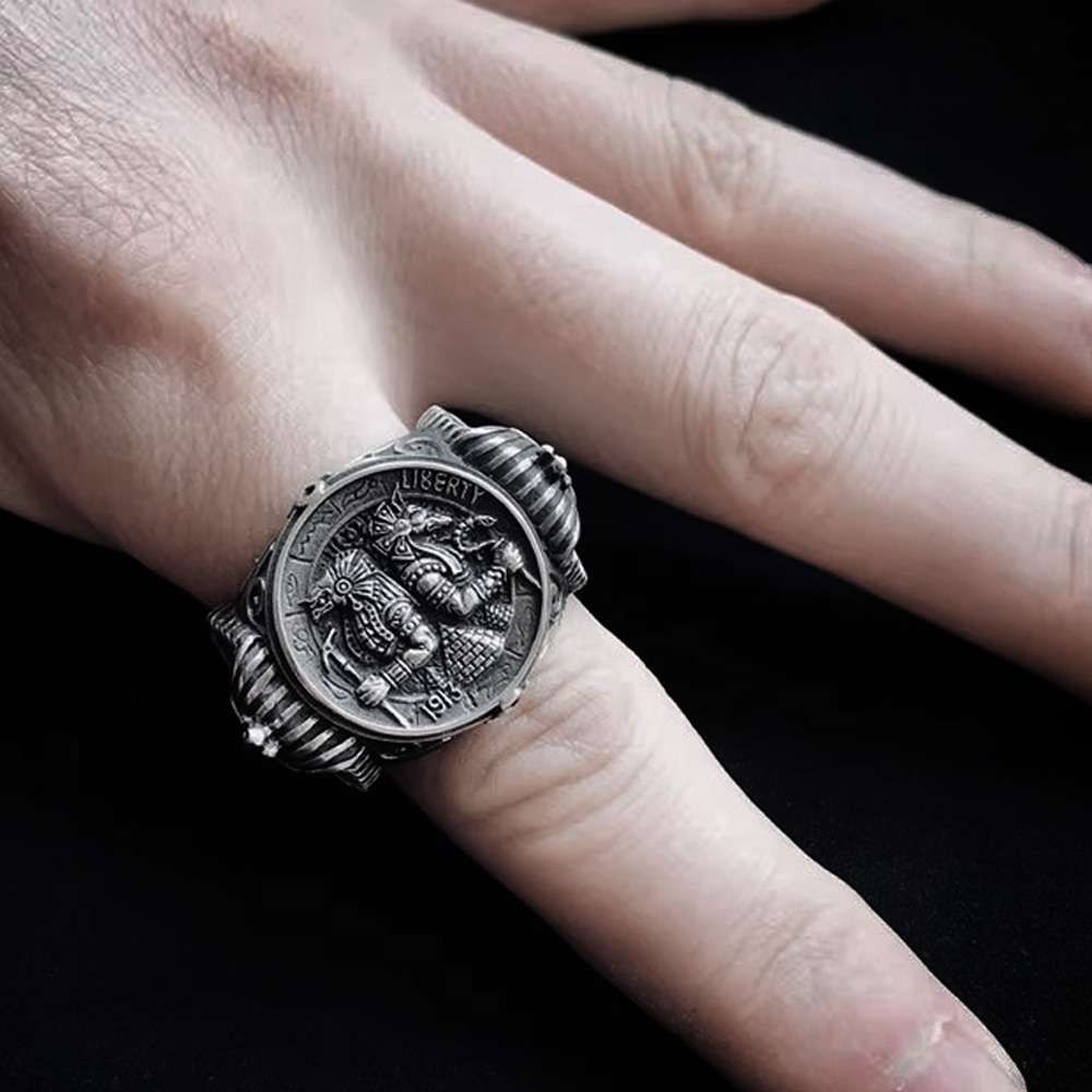 Egyptian Pharaoh Ring – 925 Silver Horus Anubis Jewelry