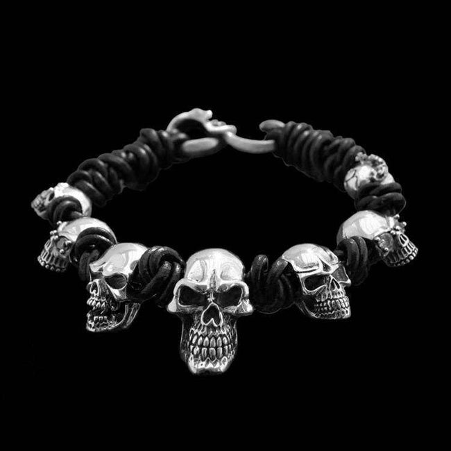 Skull Bracelet Silver Skull Bracelets SSB03 Hover Image
