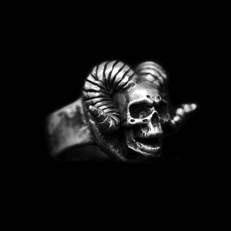 Horn Skull Ring 925 Silver Devil skull rings SSJ01