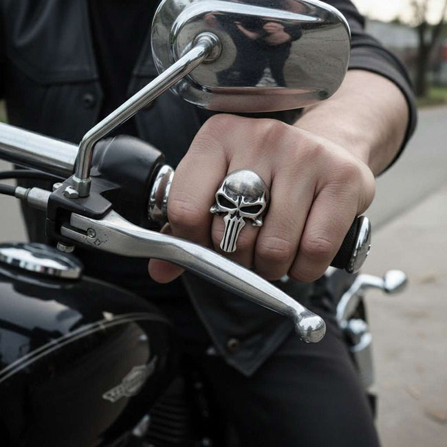 Punisher Ring - 925 Silver Handmade Skull Rings Main Image