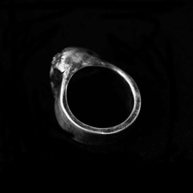 Scar skull ring 925 Silver No jaw skull mens pinky rings