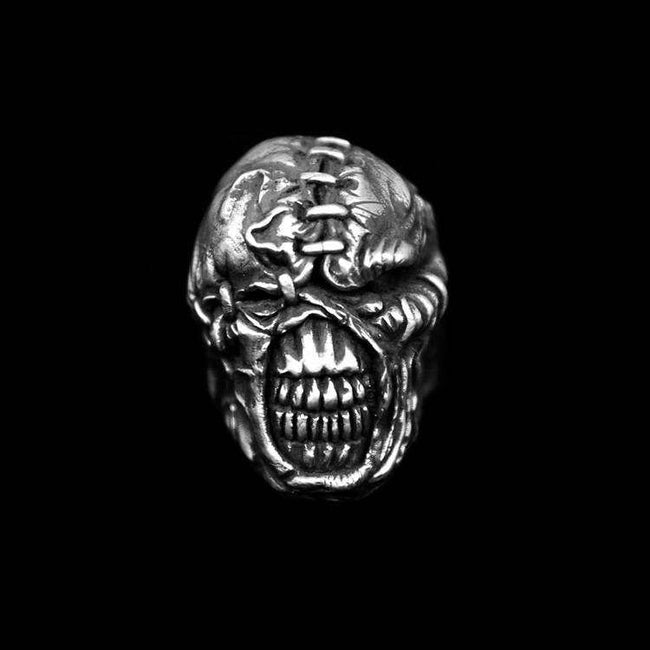 Zombie rings Silver Skull ring for men SSJ12 Hover Image