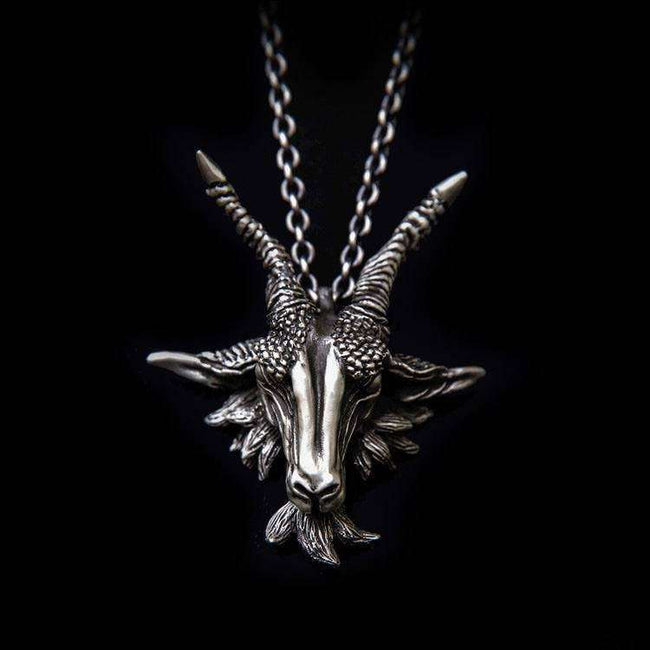 Satan Sheep Pendant Silver Ram Pendant SSP10 Hover Image