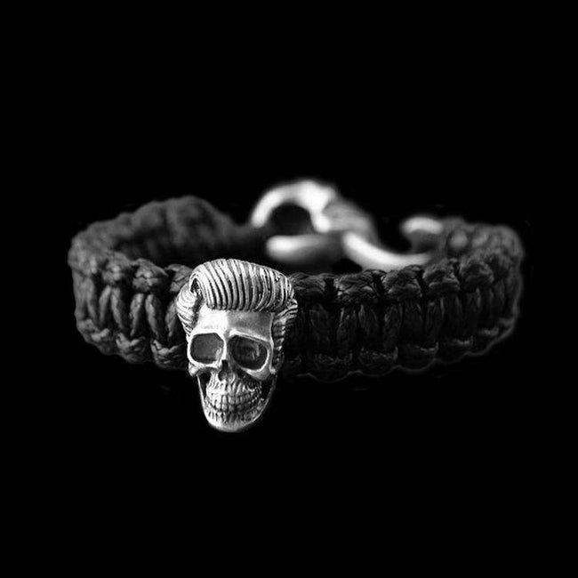 Skull Bracelet 925 Silver rock skull Bracelets SSB11 Hover Image