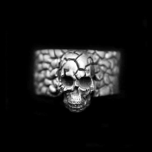 Skull rings Silver Skull mens pinky rings Hover Image