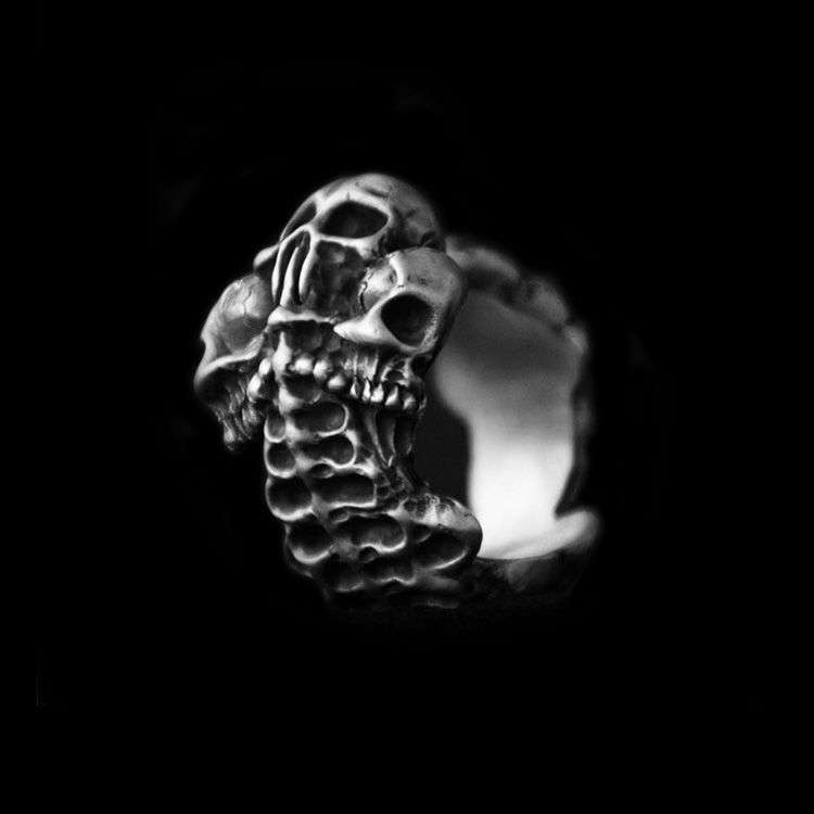 Evil Spirit Skull Ring - Heavy 925 Silver Gothic Collector's Artifact