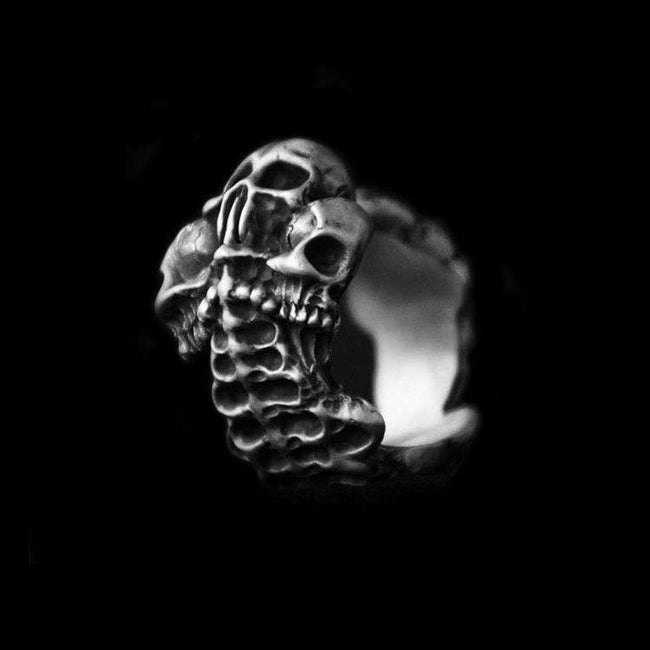 Evil Spirit Skull Ring - Heavy 925 Silver Gothic Collector's Artifact Main Image